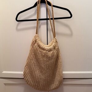 Saks Fifth Avenue Cream Knit Straw Bag